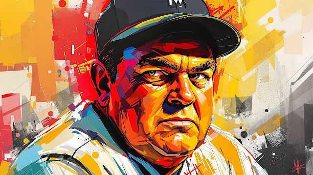 An abstract portrait of Babe Ruth capturing his d 1757920470192