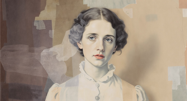 An abstract portrait of Emily Dickinson capturing 1757663652613