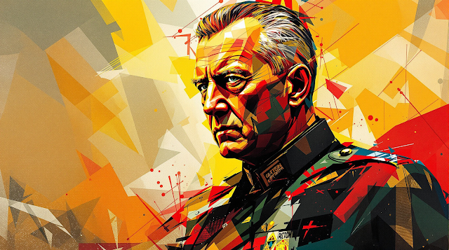 An abstract portrait of George S Patton highligh 1757664759333