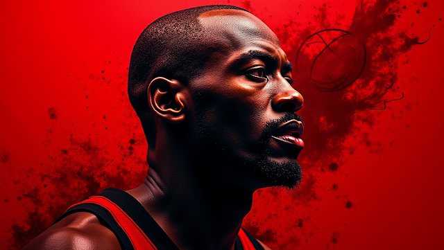 An abstract portrait of Michael Jordan featuring 1751283539333
