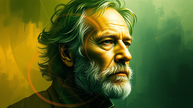 An abstract portrait of Richard Bach using a palet 1750146065662