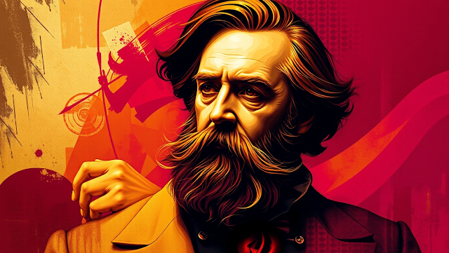 An abstract portrait of Victor Hugo featuring vib 1750302943381