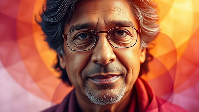 An artistic abstract portrait of Deepak Chopra fe 1750296367161