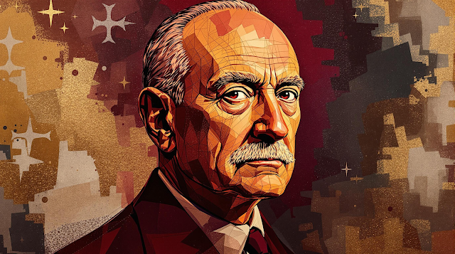 An artistic abstract portrait of Napoleon Hill fe 1751284431353