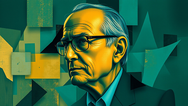 An artistic abstract portrait of Og Mandino using 1750148940826