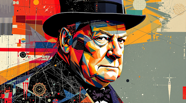 A sophisticated abstract portrait of Winston Churc 1758374106167