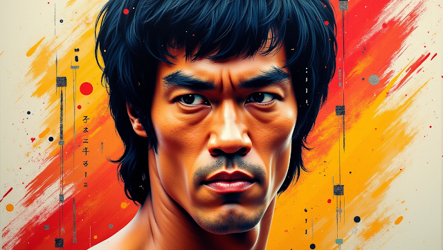 A vibrant and dynamic abstract portrait of Bruce L 1742962801051