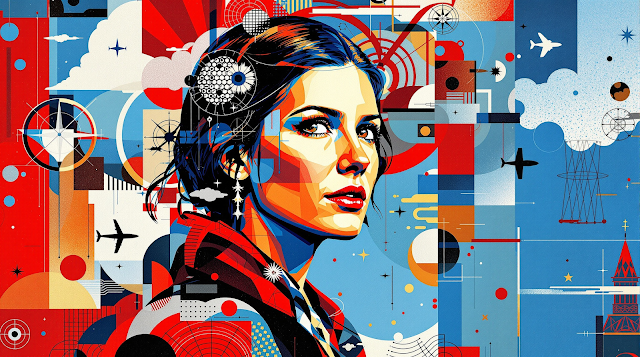 Abstract portrait of Amelia Earhart in a modern ar 1760875124515