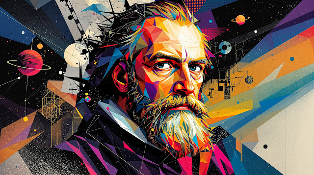 Abstract portrait of Galileo Galilei emphasizing 1759198002632