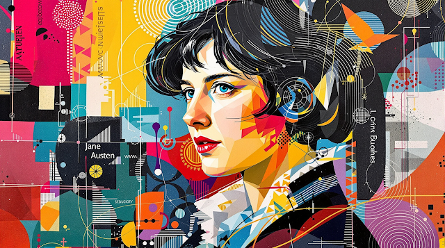 Abstract portrait of Jane Austen showcasing her l 1758849665966