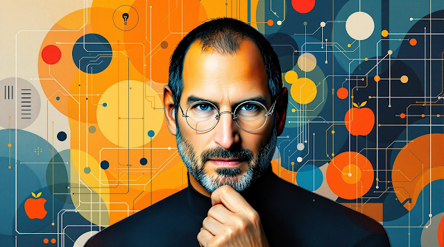 Abstract portrait of Steve Jobs in a modern art st 1760686307708