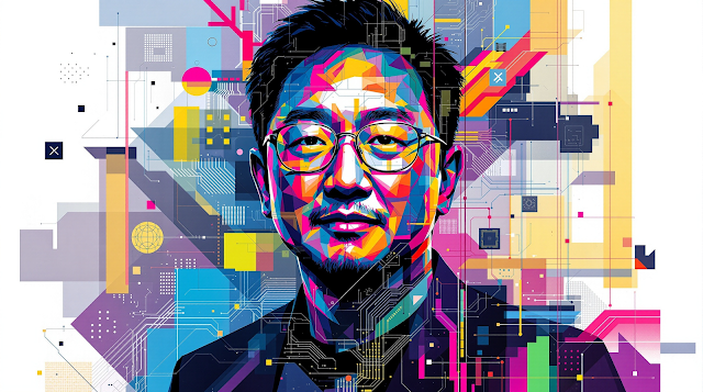 An abstract modern art portrait of Jensen Huang e 1761874339642 1