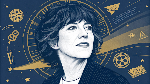 An abstract modern portrait of Nora Ephron her fa 1745566402277