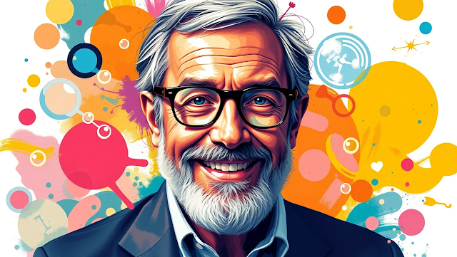 An abstract portrait of Bennett Cerf emphasizing 1749549707202