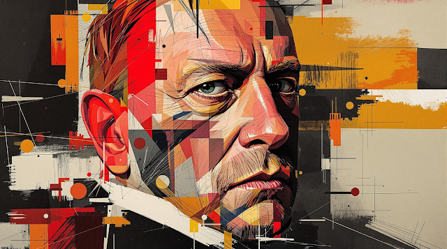 An abstract portrait of Francis Bacon emphasizing 1758594312831