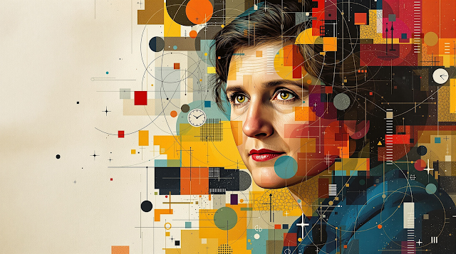 An abstract portrait of Helen Keller emphasizing 1759561528633