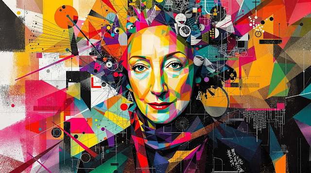 An abstract portrait of Margaret Atwood capturing 1758592222448