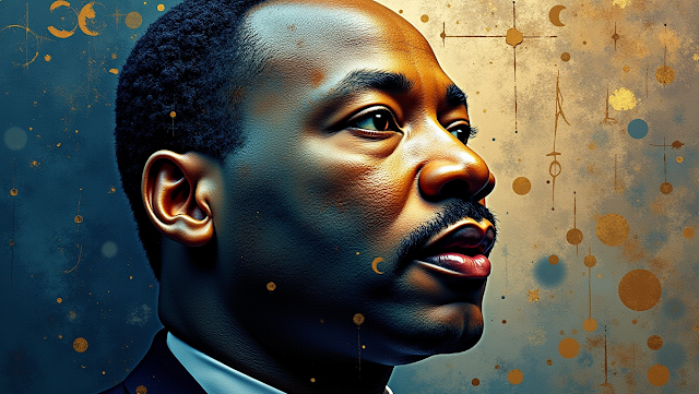 An abstract portrait of Martin Luther King where 1743729814904