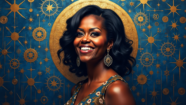 An abstract portrait of Michelle Obama gracefully 1745804707767
