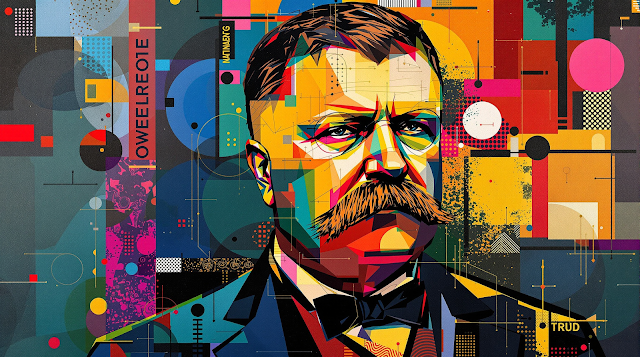 An abstract portrait of Theodore Roosevelt in a mo 1760446181774