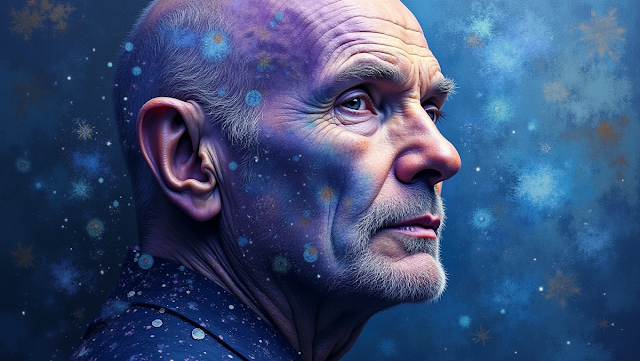 An abstract portrait of Wayne Dyer where his face 1743335017192