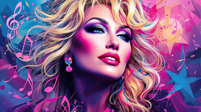 A dynamic abstract portrait of Dolly Parton utili 1763296123658