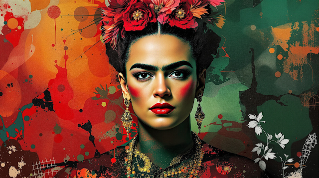 A modern abstract portrait of Frida Kahlo capturi 1763297951371