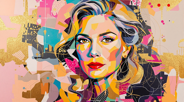 A modern abstract portrait of Gloria Steinem using 1763817188820