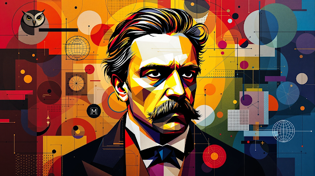 Abstract modern art portrait of Friedrich Nietzsch 1761293088762