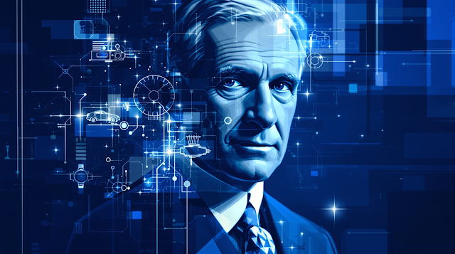 Modern abstract portrait of Henry Ford highlighti 1762085583685