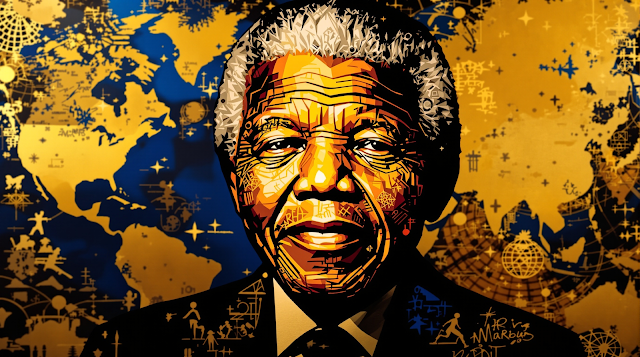Modern abstract portrait of Nelson Mandela emphas 1763029787696