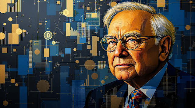 Modern abstract portrait of Warren Buffet highlig 1763806326996