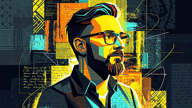 A modern abstract portrait of Austin Kleon emphas 1765176125564