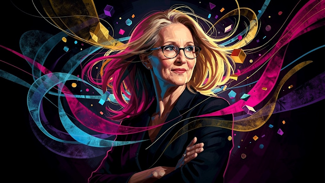 A modern abstract portrait of JK Rowling focusi 1765160335926