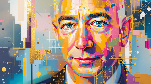 A modern abstract portrait of Jeff Bezos emphasiz 1764296486116