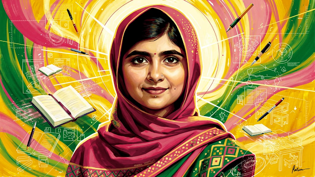 A modern abstract portrait of Malala Yousafzai ca 1765174584431
