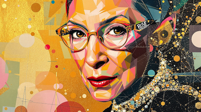 A modern abstract portrait of Ruth Bader Ginsburg 1764567702241